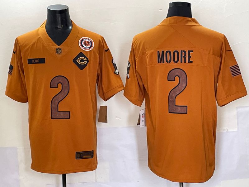 Men 2025 Chicago Bears #2 Moore Orange Nike Limited NFL Jersey style 002